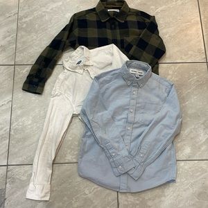 Bundle of three button  down long sleeve shirts for boys